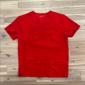 Mandala Men's Red V-Neck scrubs Shirt